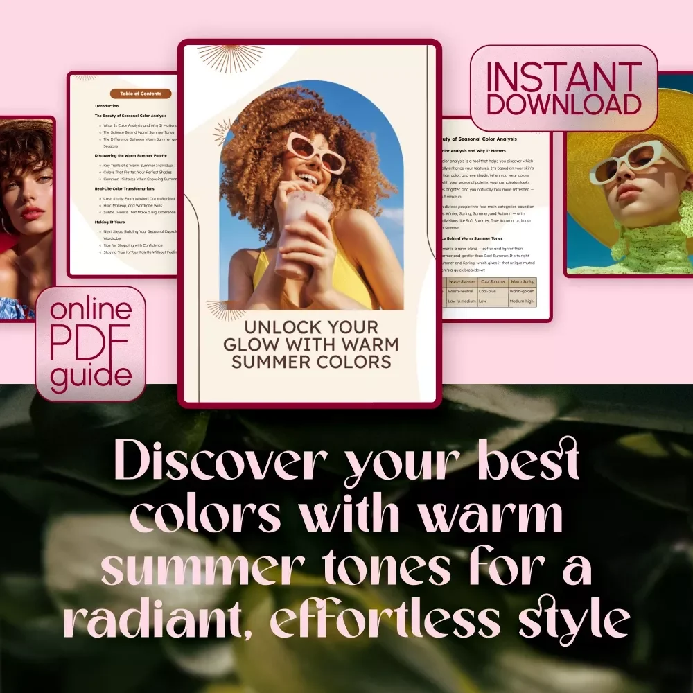 Unlock Your Glow with Warm Summer Colors | Seasonal Color Analysis Guide | Digital Download for Personal Style & Capsule Wardrobe Planning