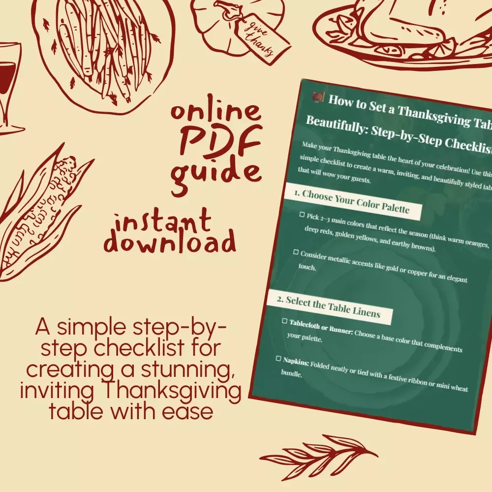 How to Set a Thanksgiving Table Beautifully: Step-by-Step Checklist | Thanksgiving Table Setting Guide | Holiday Table Decor eBook | Digital Download