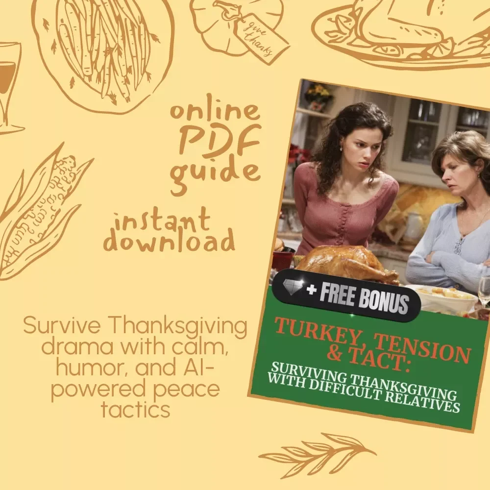 Turkey, Tension & Tact: Surviving Thanksgiving with Difficult Relatives – A Practical How-to Guide for Staying Calm, Smart & Sane at the Holiday Table | Digital Download | How to Survive Thanksgiving with Difficult Relatives eBook