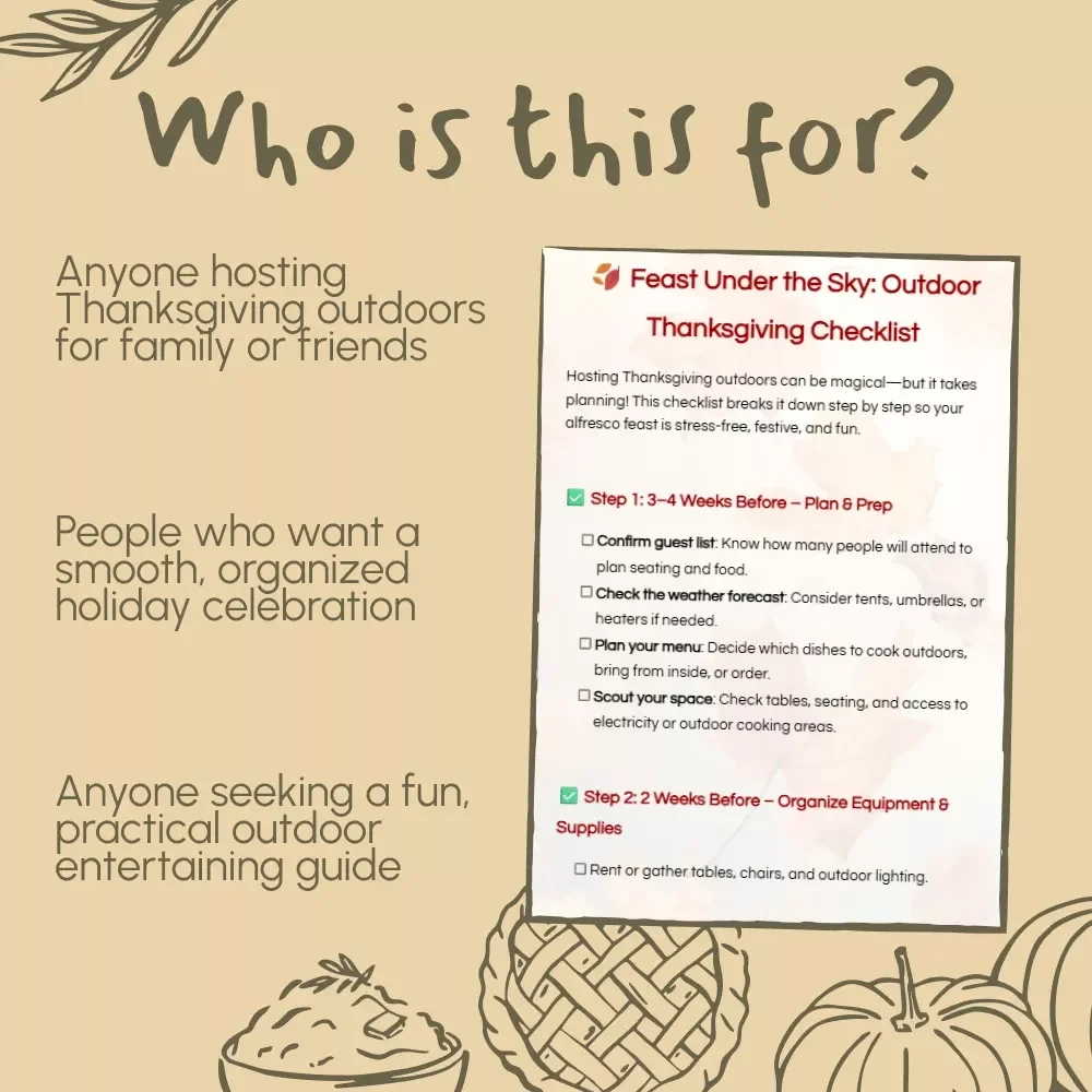 Feast Under the Sky: Outdoor Thanksgiving Checklist | Printable Holiday Planning Guide | Fall Celebration eBook | Thanksgiving Dinner Planner | Digital Download