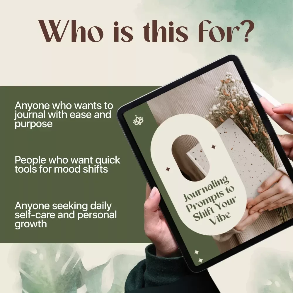 Journaling Prompts to Shift Your Vibe | Digital Download Checklist for Mindset, Self-Care, Mood Boost & Reflection