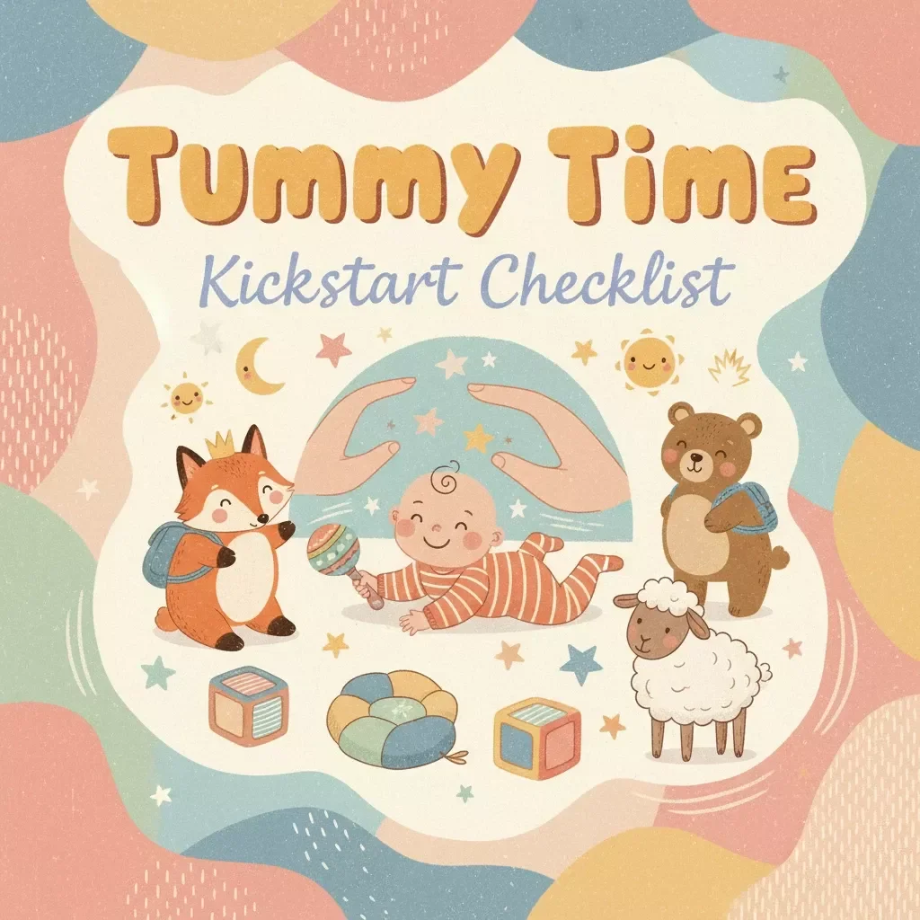 Tummy Time Kickstart Checklist | Newborn Baby Tummy Time Guide, Printable Digital Download, Infant Development eBook for Parents