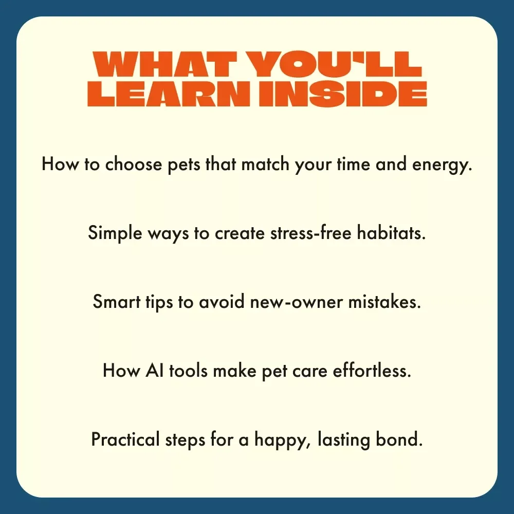 Paws, Scales & Feathers: The Easiest Pets to Love and Care For | Low-Maintenance Pet eBook Guide | Discover What Pet Is Easiest to Care For | Digital Download for Beginners and Families