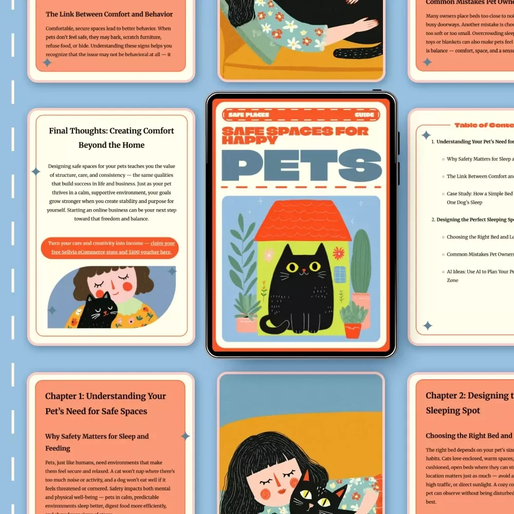 Safe Spaces for Happy Pets | Pet Care eBook, Digital Download, Guide for Creating Calming Pet Environments, AI Ideas for Comfort & Safety