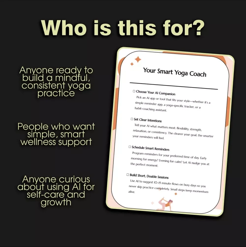 Your Smart Yoga Coach | AI-Powered Yoga Checklist for Building a Daily Practice | Digital Download for Mindful Living, Habit Tracking & Wellness Routine