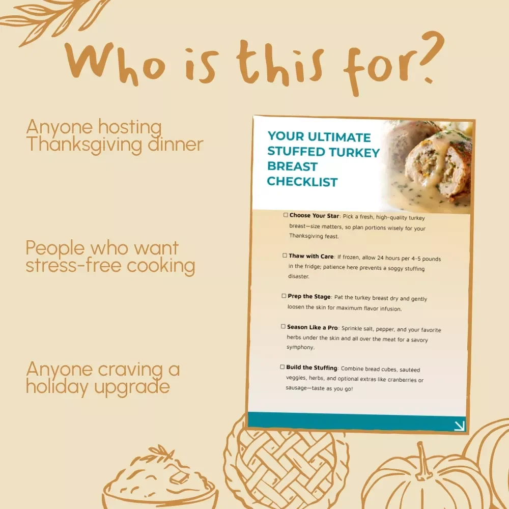 Your Ultimate Stuffed Turkey Breast Checklist | Printable Thanksgiving Cooking Guide | Easy Step-by-Step How to Make Stuffed Turkey Breast for Thanksgiving