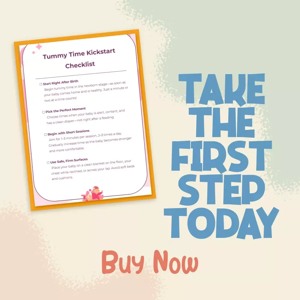Tummy Time Kickstart Checklist | Newborn Baby Tummy Time Guide, Printable Digital Download, Infant Development eBook for Parents