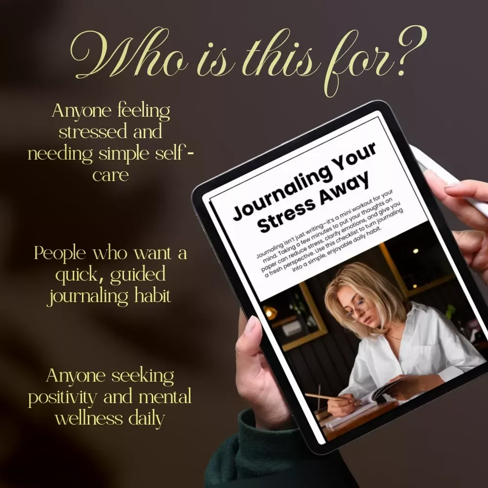 Journaling Your Stress Away Checklist | Stress Relief Journal Guide | Digital Download eBook for Self Care & Mental Wellness