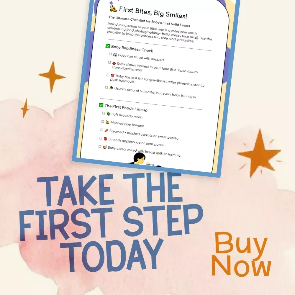 First Bites, Big Smiles | Baby’s First Foods Checklist | Printable Digital Download | Tips for First Solid Foods for Baby | Starting Solids Made Simple