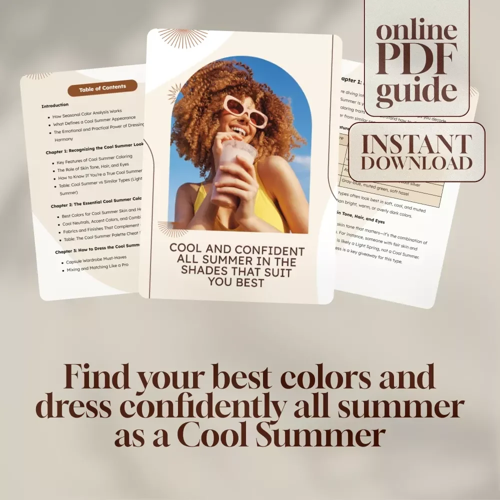 Cool and Confident All Summer in the Shades That Suit You Best – Digital Guide for Cool Summer Color Palette Clothes | Seasonal Color Analysis eBook | Cool Summer Capsule Wardrobe PDF