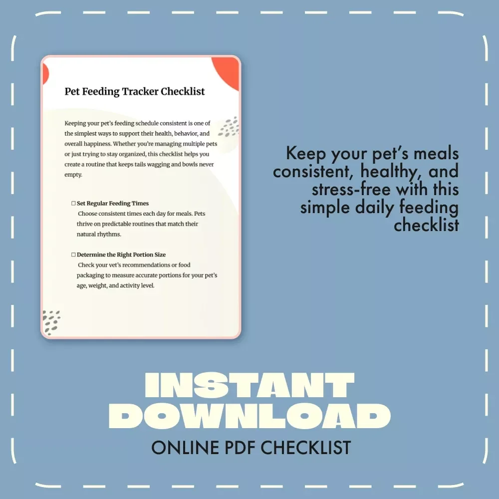 Pet Feeding Tracker Checklist | Printable Pet Care Planner | Digital Pet Feeding Schedule | Pet Food Log for Cats & Dogs | Pet Routine Organizer (Digital Download)