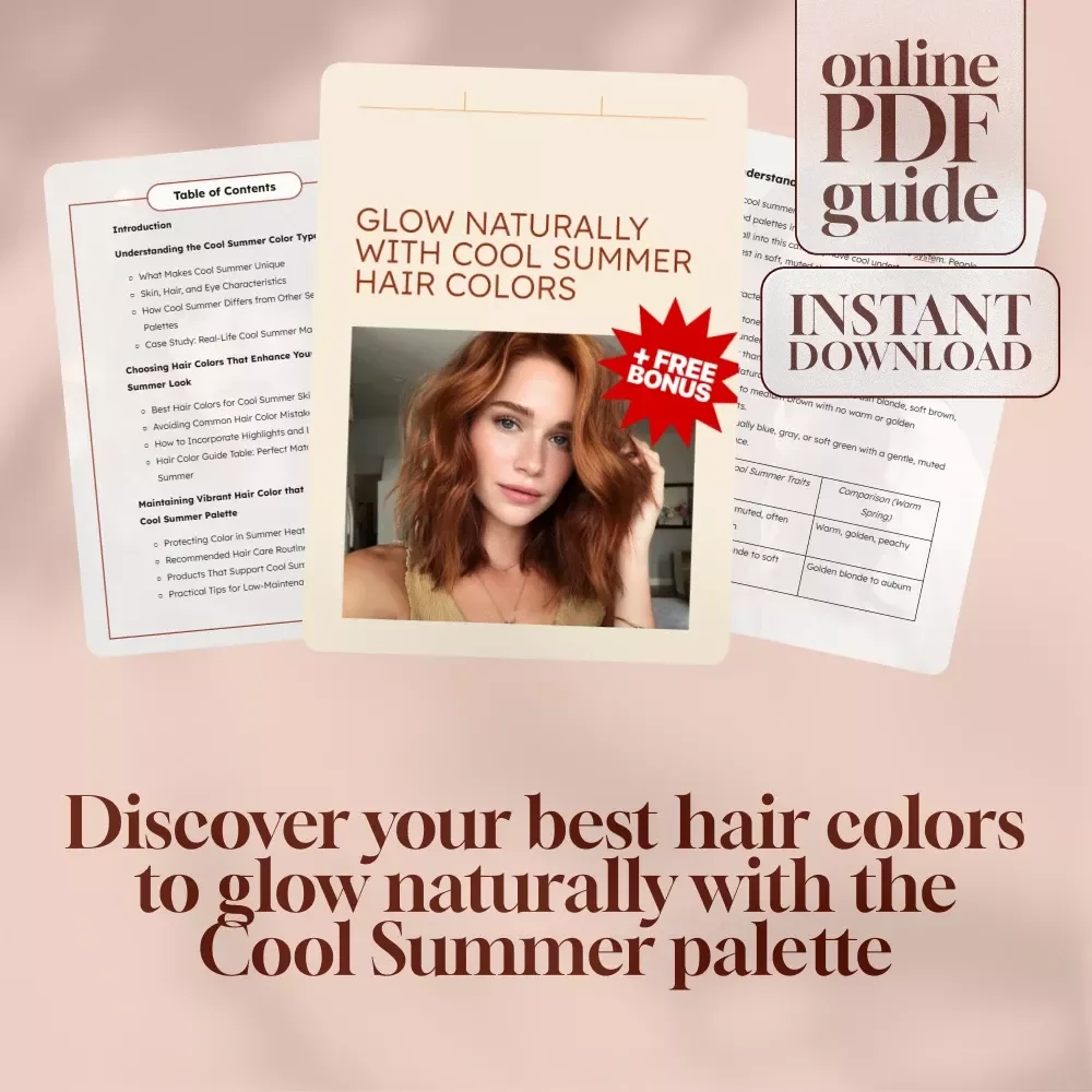 Glow Naturally with Cool Summer Hair Colors | Cool Summer Hair Color Digital Guide | Seasonal Color Analysis eBook