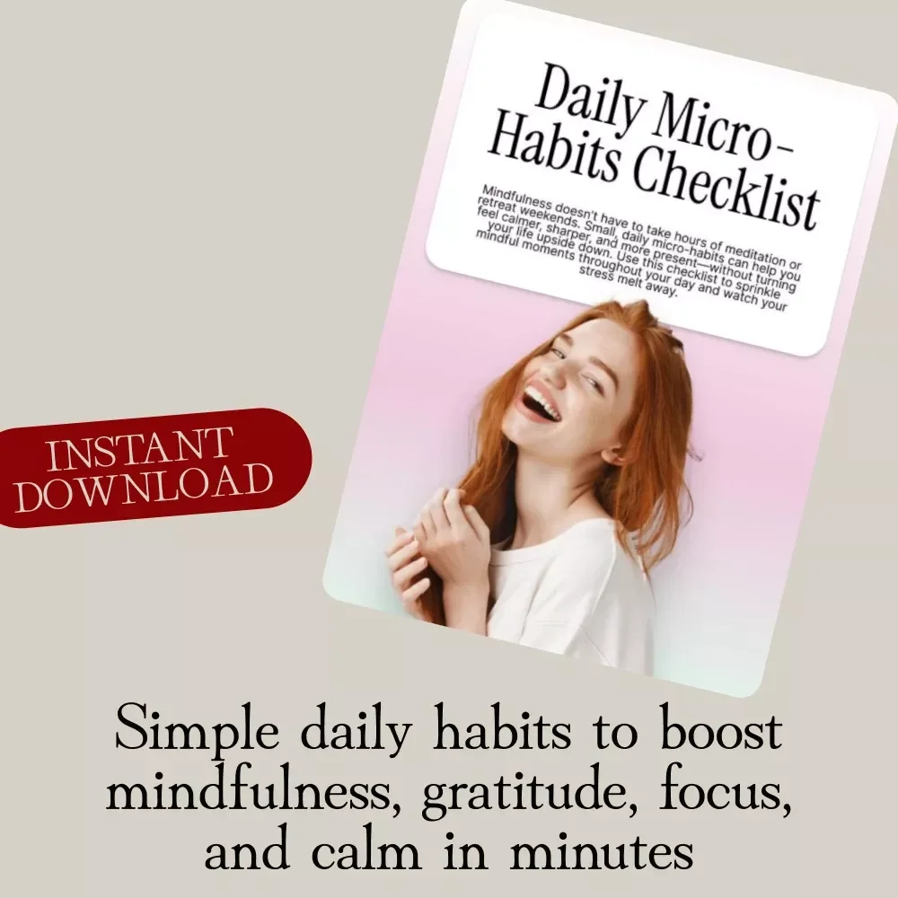Daily Micro-Habits Checklist | Mindfulness Guide | Digital Download | Printable Self-Care, Wellness & Productivity eBook