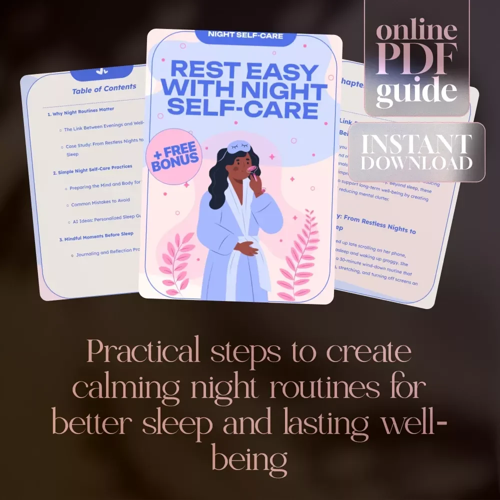 Rest Easy with Night Self-Care | Digital Guide to Build a Relaxing Night Self Care Routine, Sleep Practices, Journaling & Mindful Evening Habits