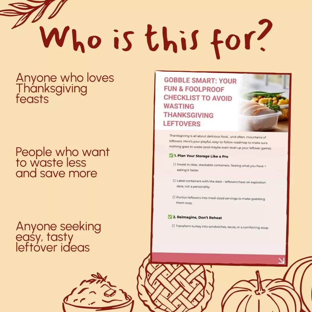 Gobble Smart: Your Fun & Foolproof Checklist to Avoid Wasting Thanksgiving Leftovers | Printable Thanksgiving Leftovers Guide | Digital Download