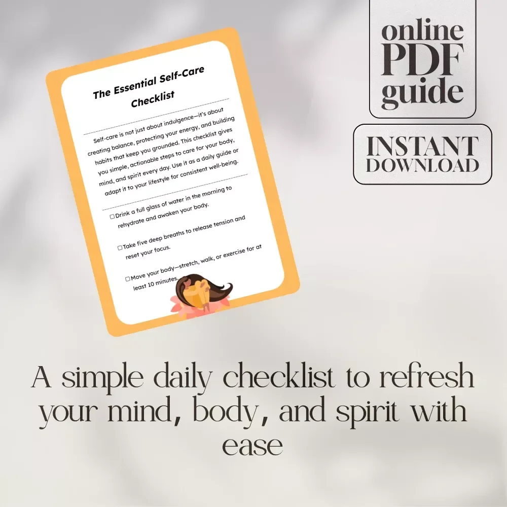 The Essential Self-Care Checklist | Daily Wellness Routine, Mental Health Support, Digital Download Self Care Checklist