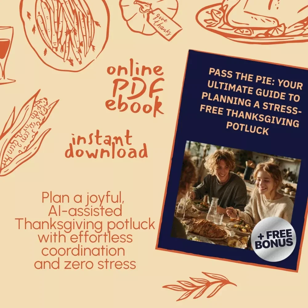 Pass the Pie: Your Ultimate Guide to Planning a Stress-Free Thanksgiving Potluck | How to Plan a Thanksgiving Potluck eBook | Digital Download Holiday Hosting Guide