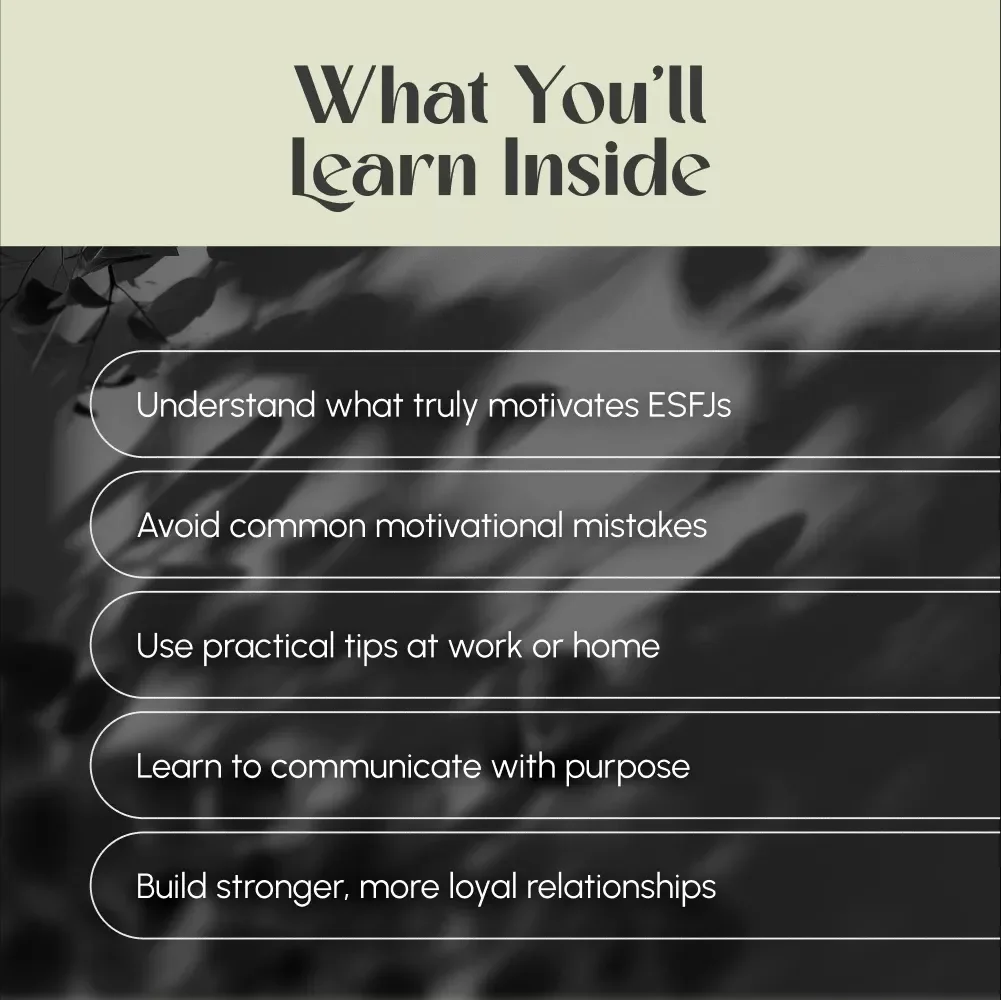 Inspire the Giver: Unlocking the Motivation Behind the ESFJ Mindset | How to Motivate ESFJ | Digital Guide for Managers, Friends & Partners