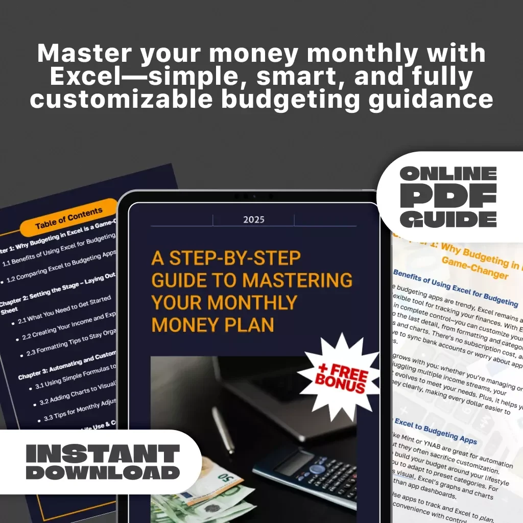 A Step-by-Step Guide to Mastering Your Monthly Money Plan | How to Create a Monthly Budget in Excel | Digital Budgeting Guide