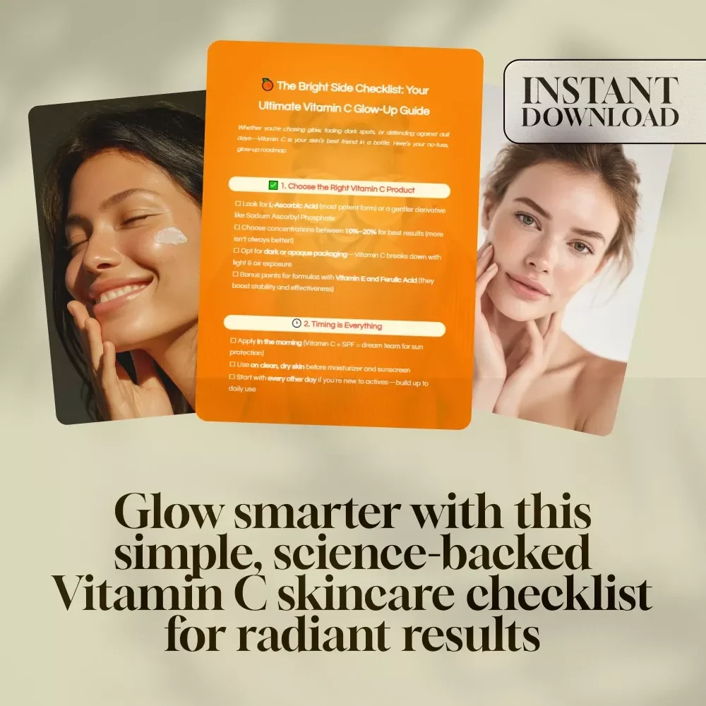 The Bright Side Checklist: Your Ultimate Vitamin C Glow-Up Guide | Skincare eBook for Radiant Skin | Digital Download Vitamin C for Skin Routine