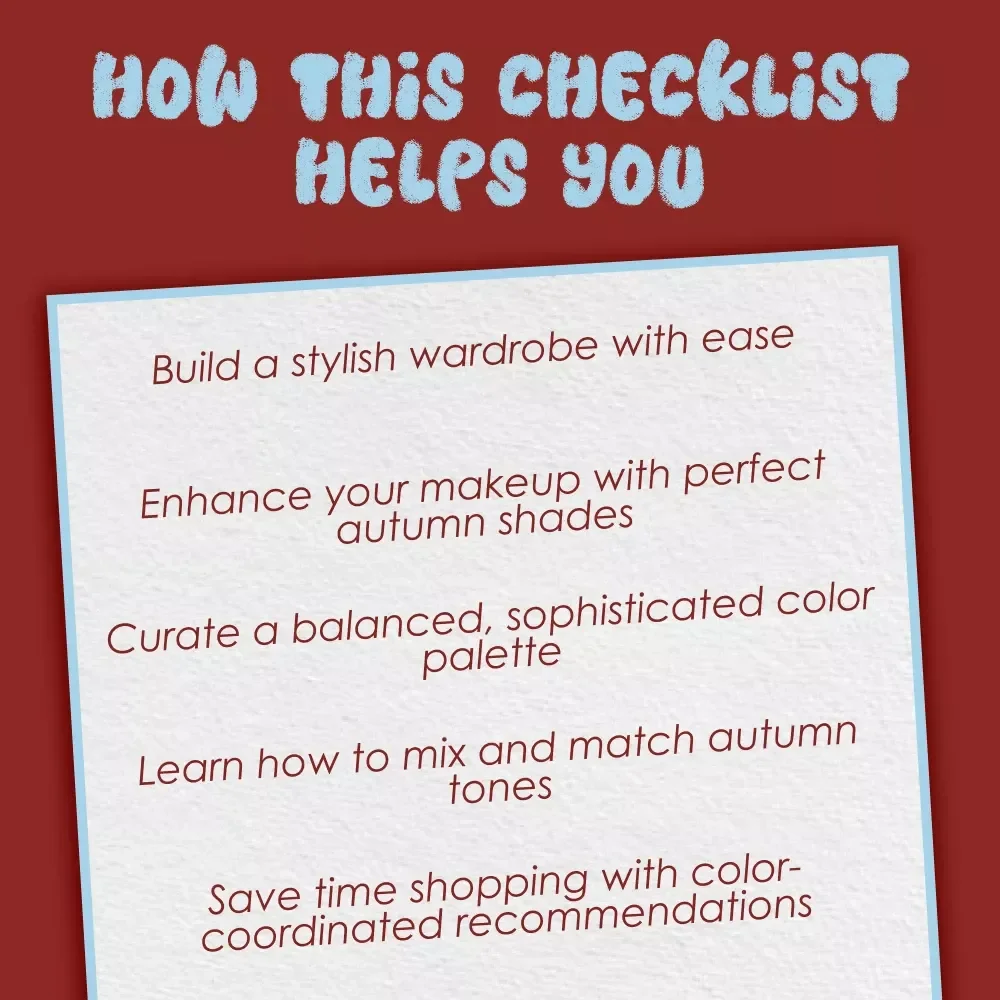 Cool Autumn Color Checklist: Your Stylish Step-by-Step for Effortless Elegance - Digital Download for Cool Autumn Style