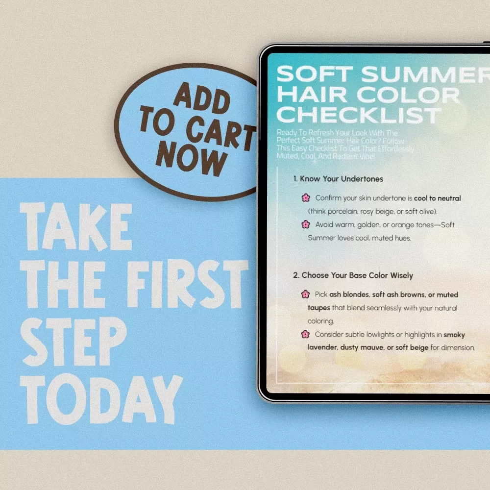 Soft Summer Hair Color Checklist | Cool Undertone Hair Guide | Soft Summer Hair Color Chart | Muted Hair Color Palette Digital Download