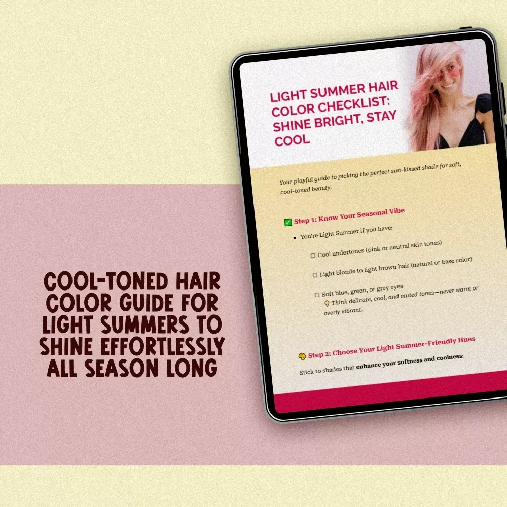 Light Summer Hair Color Checklist: Shine Bright, Stay Cool | Digital Download Hair Color Guide | Light Summer Hair Colors Checklist