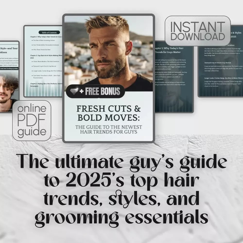 Fresh Cuts & Bold Moves: The Guide to the Newest Hair Trends for Guys | Digital Hair Styling Guide for Men | eBook for Men’s Haircuts & Grooming Tips
