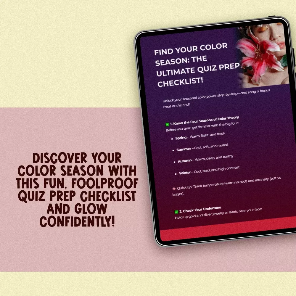 Find Your Color Season: The Ultimate Quiz Prep Checklist! | Color Theory Seasons Quiz Guide | Digital Download Checklist for Seasonal Color Analysis