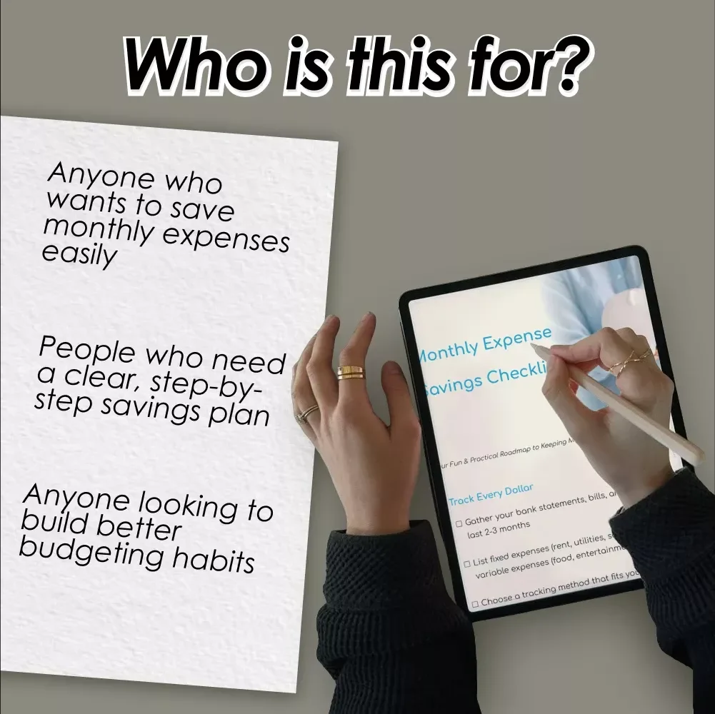 Monthly Expense Savings Checklist | Save Monthly Expenses | Digital Download Printable Budget Tool for Tracking & Saving Money
