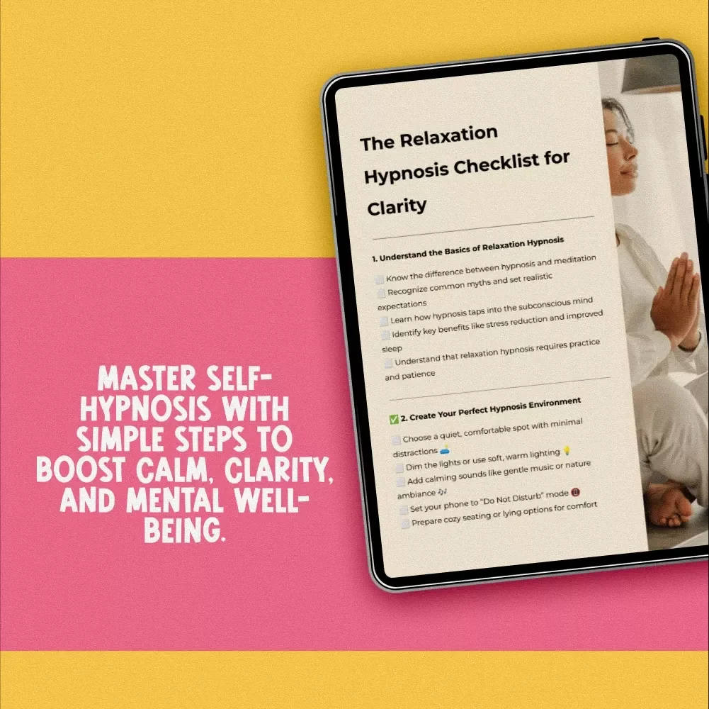 The Relaxation Hypnosis Checklist for Clarity | Digital Relaxation Hypnosis Guide & Self-Care Checklist PDF