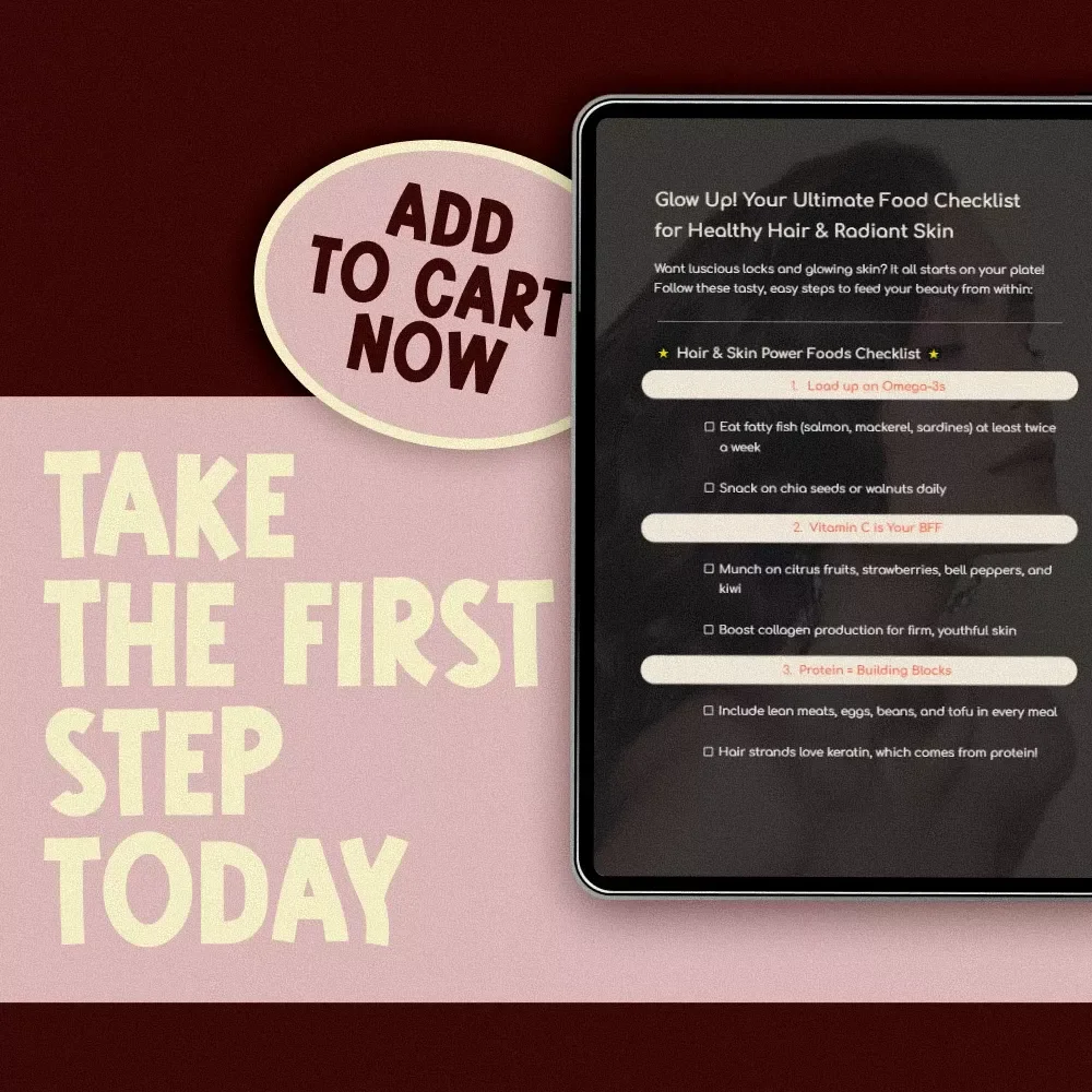 Glow Up! Your Ultimate Food Checklist for Healthy Hair & Radiant Skin | Digital Download for Glowing Skin & Shiny Hair | Food for Healthy Hair and Skin Guide