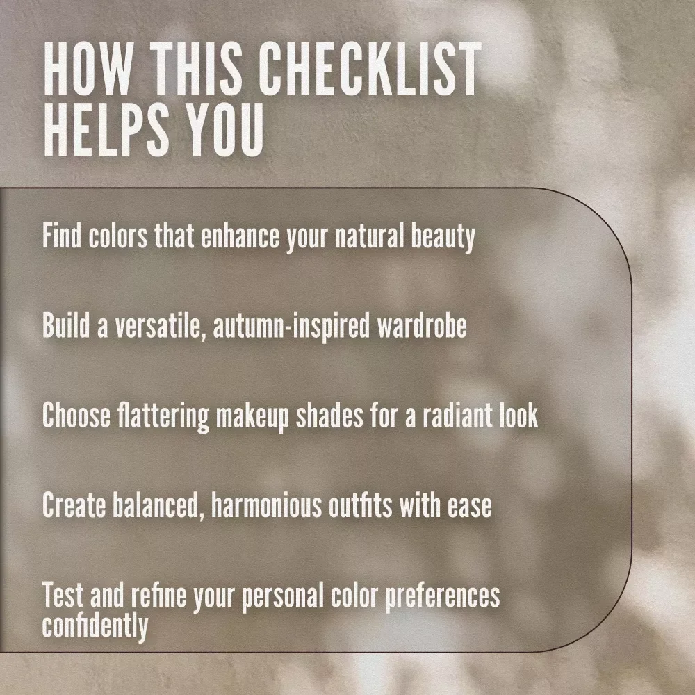 Ultimate Warm Autumn Color Palette Checklist — Glow Like Fall’s Finest | Digital Download