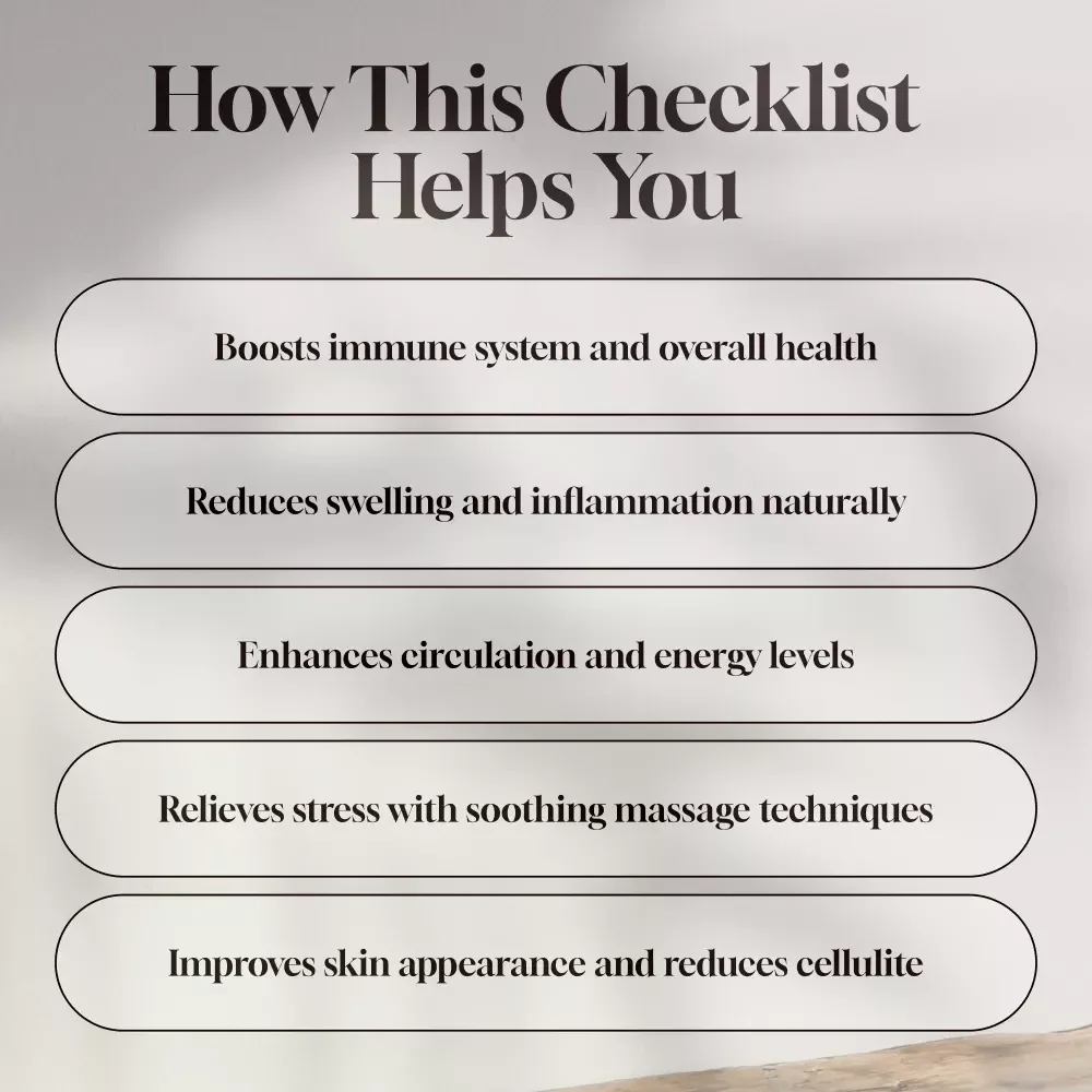 Lymphatic Drainage Massage Benefits: Quick Checklist | Boost Immune System, Reduce Swelling, Improve Circulation