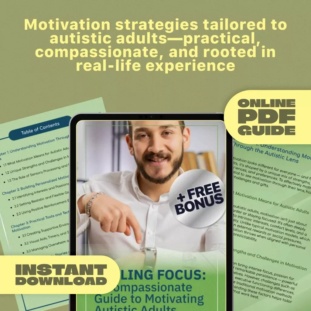 Fueling Focus: A Compassionate Guide to Motivating Autistic Adults | Digital Guide on How to Motivate Autistic Adults | Autism Motivation eBook