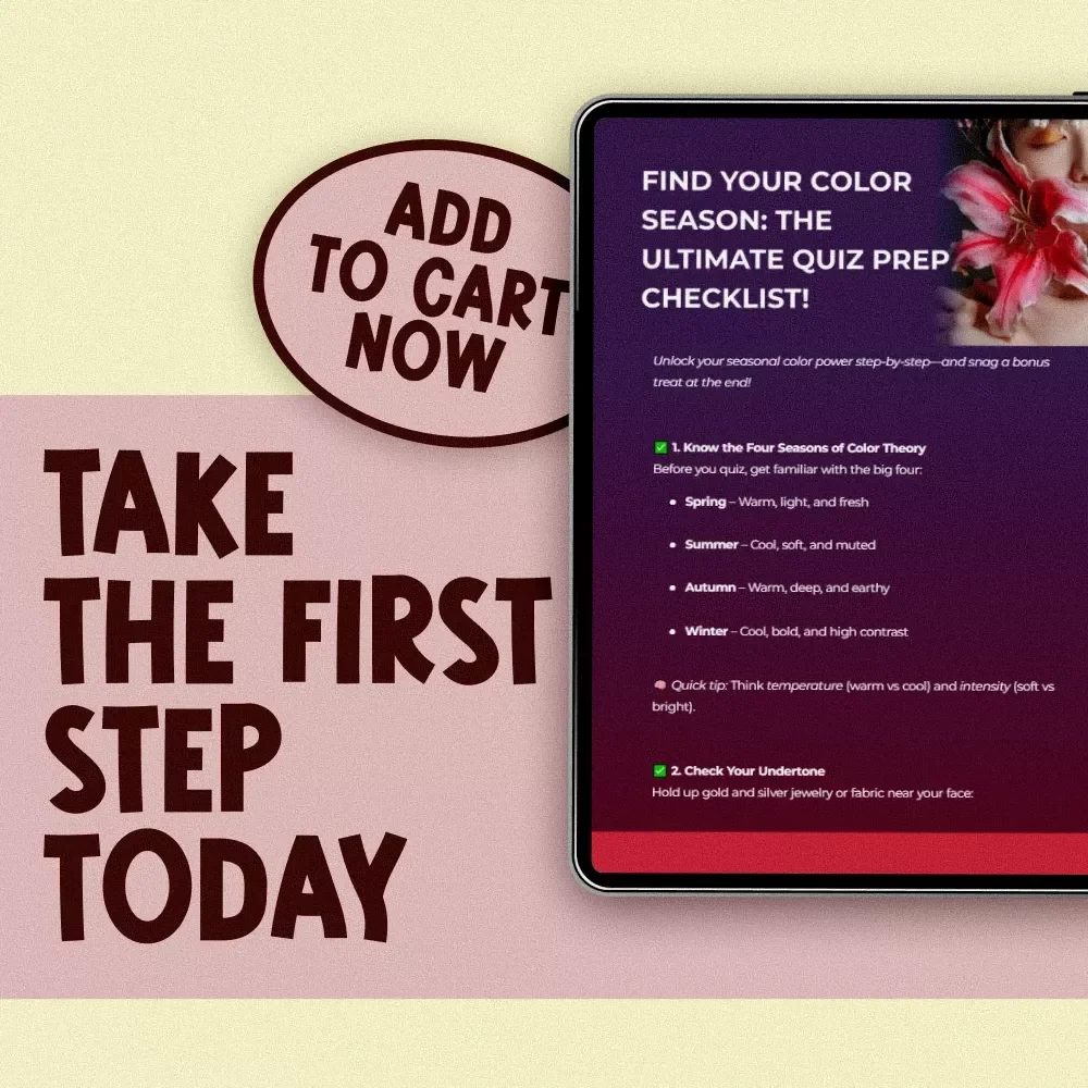 Find Your Color Season: The Ultimate Quiz Prep Checklist! | Color Theory Seasons Quiz Guide | Digital Download Checklist for Seasonal Color Analysis