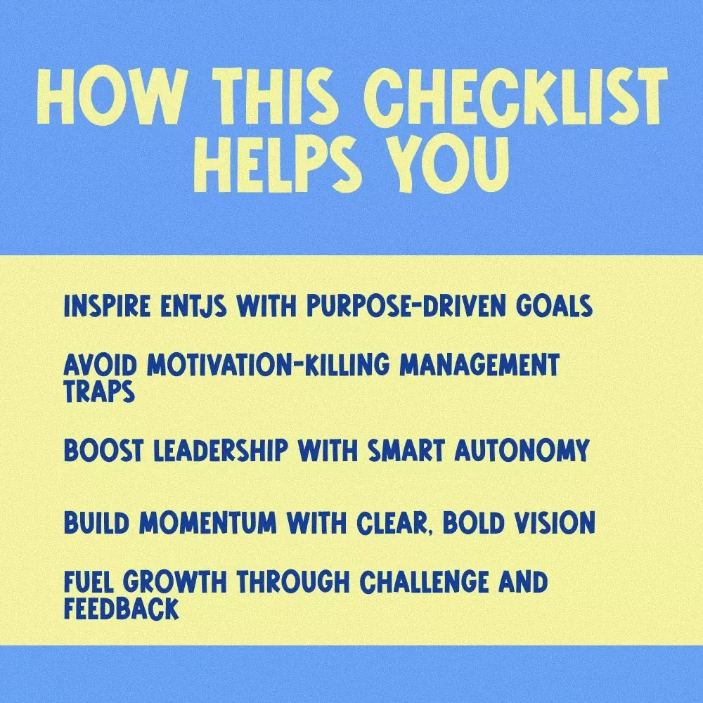 The ENTJ Motivation Mastery Checklist: Lead, Inspire, and Energize! | How to Motivate ENTJ | Leadership Growth Digital Download