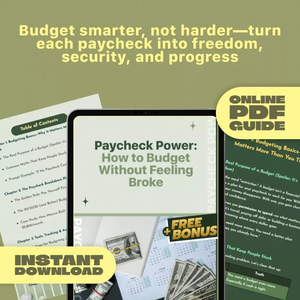 Paycheck Power: How to Budget Without Feeling Broke | Budget Your Paycheck Guide | Monthly Paycheck Budget Plan PDF
