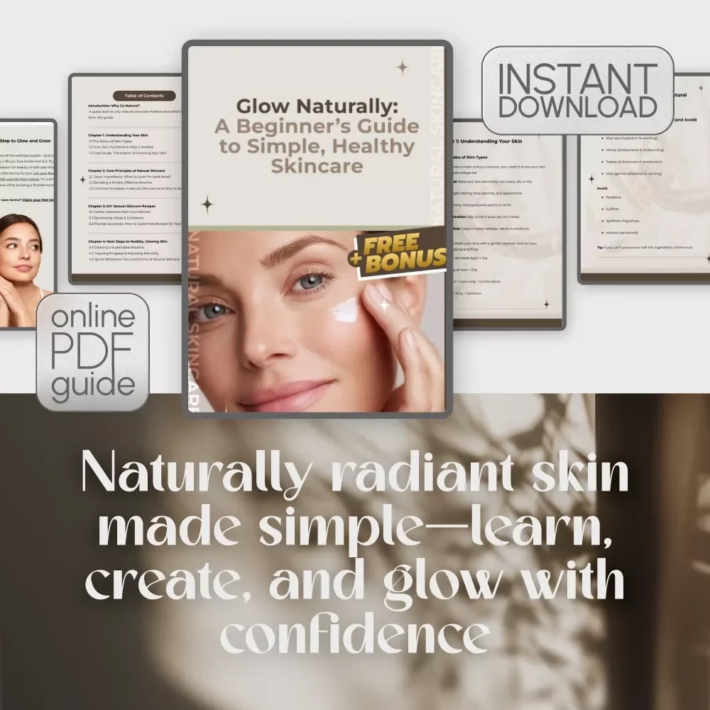 Glow Naturally: A Beginner’s Guide to Simple, Healthy Skincare | Natural Skincare eBook, Digital Guide for Skin Types, DIY Beauty & Clean Ingredients