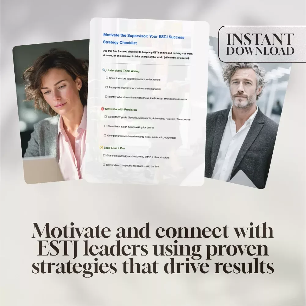Motivate the Supervisor: Your ESTJ Success Strategy Checklist | Digital Download for How to Motivate ESTJ Leaders