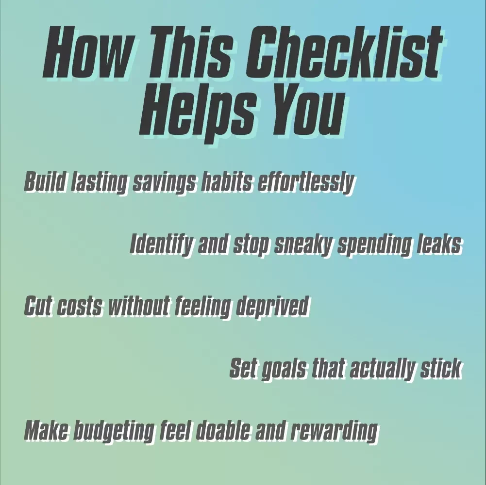 Your No-Stress Checklist to Smarter Spending & Bigger Savings | Budgeting & Expenses Savings Guide | Digital Download Checklist for Money Mindset