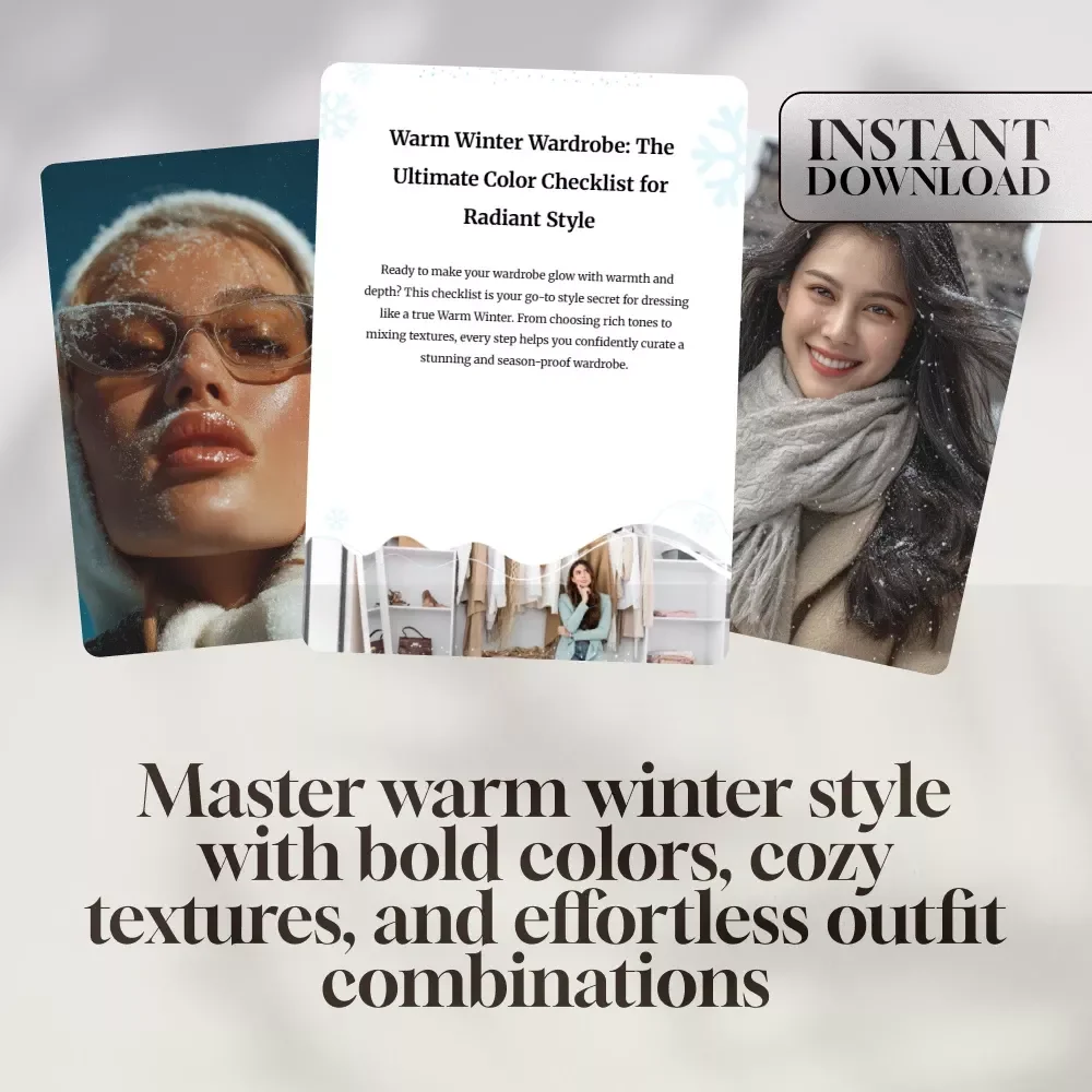 Warm Winter Wardrobe: The Ultimate Color Checklist for Radiant Style | Winter Color Palette Clothes Guide | Warm Color Wardrobe Printable