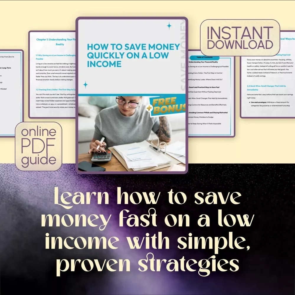 How to Save Money Quickly on a Low Income | Smart Budgeting Guide | How to Save Money with Low Income Fast | Instant Download