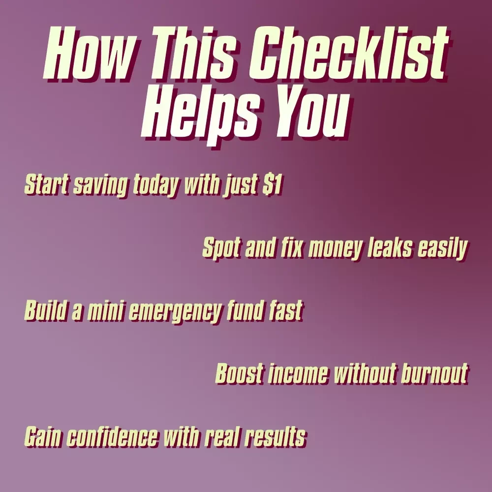 Low-Income Money-Saving Checklist | How to Save Money with Low Income Fast | Printable Budget Guide & Financial Tips for Quick Savings