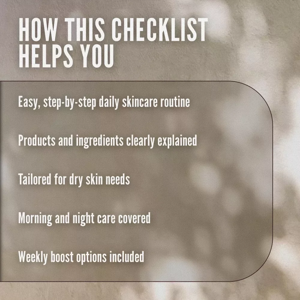 Skincare Routine for Dry Skin: Your Daily Checklist | Hydrating Morning & Night Skincare Routine | Digital Download PDF Checklist