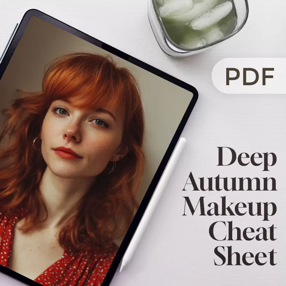 Deep Autumn Makeup Cheat Sheet | Warm & Earthy Deep Autumn Color Palette Makeup Checklist | Seasonal Color Analysis Digital Download
