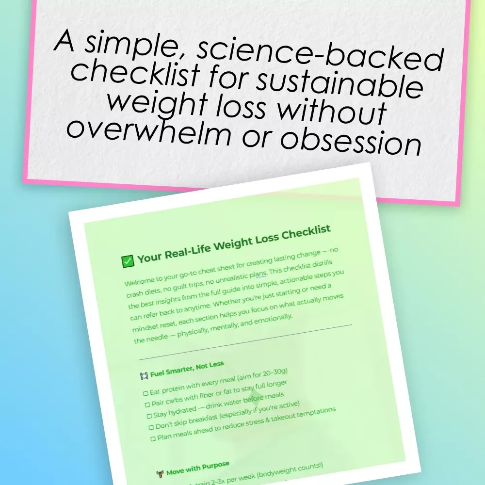 Your Real-Life Weight Loss Checklist | Printable Wellness Habit Tracker | How to Sustainably Lose Weight Guide