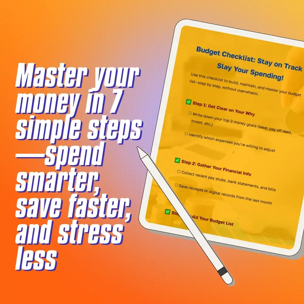 Budget Checklist: Stay on Track & Slay Your Spending | Digital Budget List | How to Make a Budget List Printable PDF
