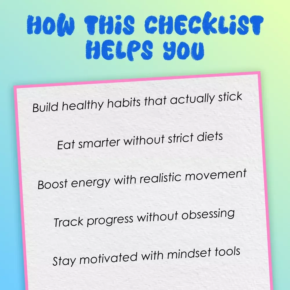 Your Real-Life Weight Loss Checklist | Printable Wellness Habit Tracker | How to Sustainably Lose Weight Guide