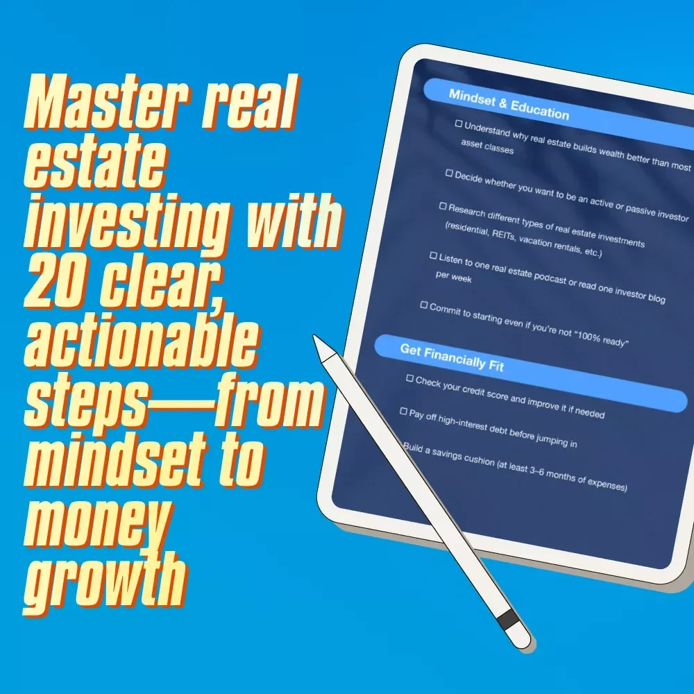 20 Must-Do Moves for Real Estate Success Checklist | First-Time Real Estate Investor Guide | Real Estate Investment Printable PDF